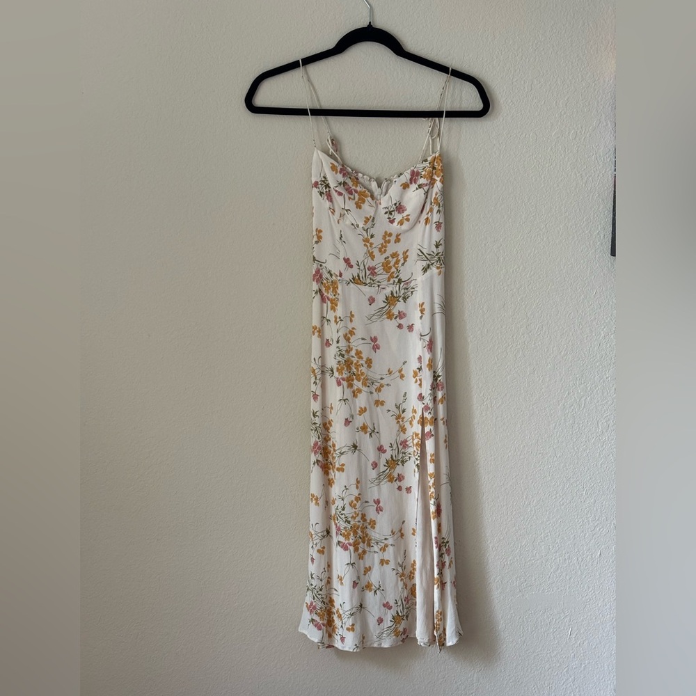 Reformation Floral Midi Dress - White and Yellow
